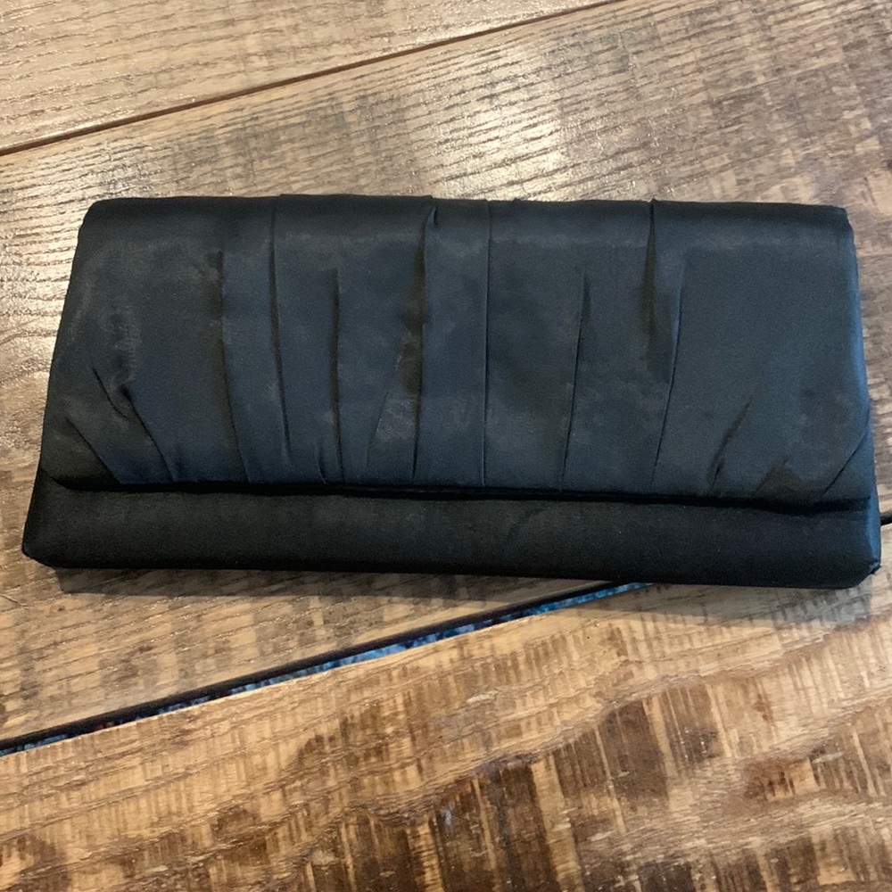 Black satin clutch cocktail purse